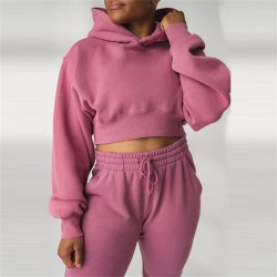 Women's Long Sleeve Crop Top Hoodie